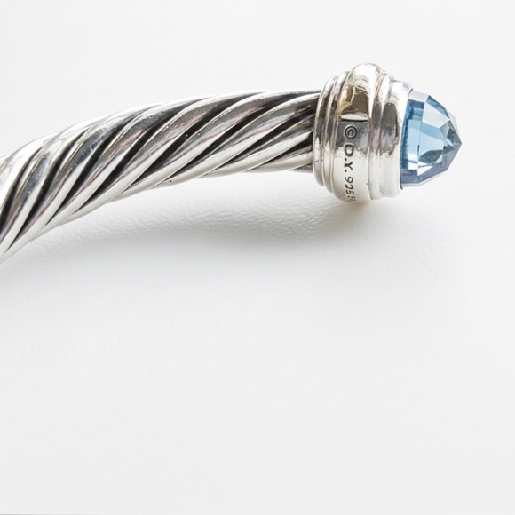 Authentic David Yurman 7mm Cable Classic Bracelet - Blue Topaz & 14K Gold - Picture 3 of 4